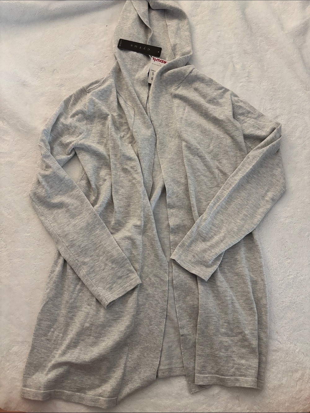 Cyrus Light Gray Open Front Hooded Cardigan